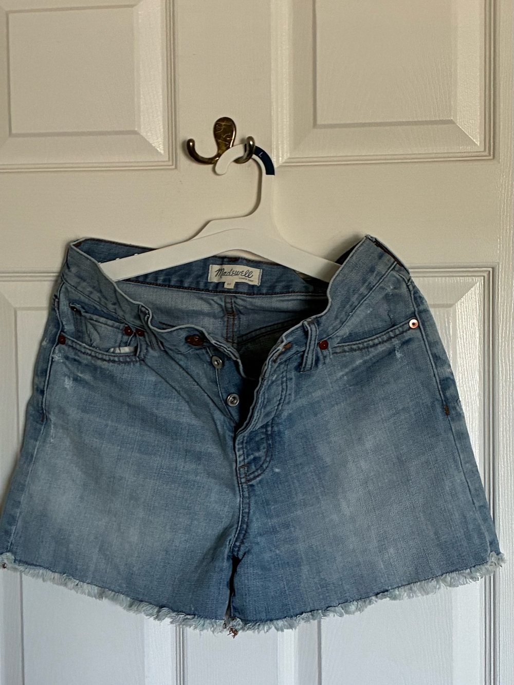 Madewell Light Wash Frayed Hem Denim Shorts